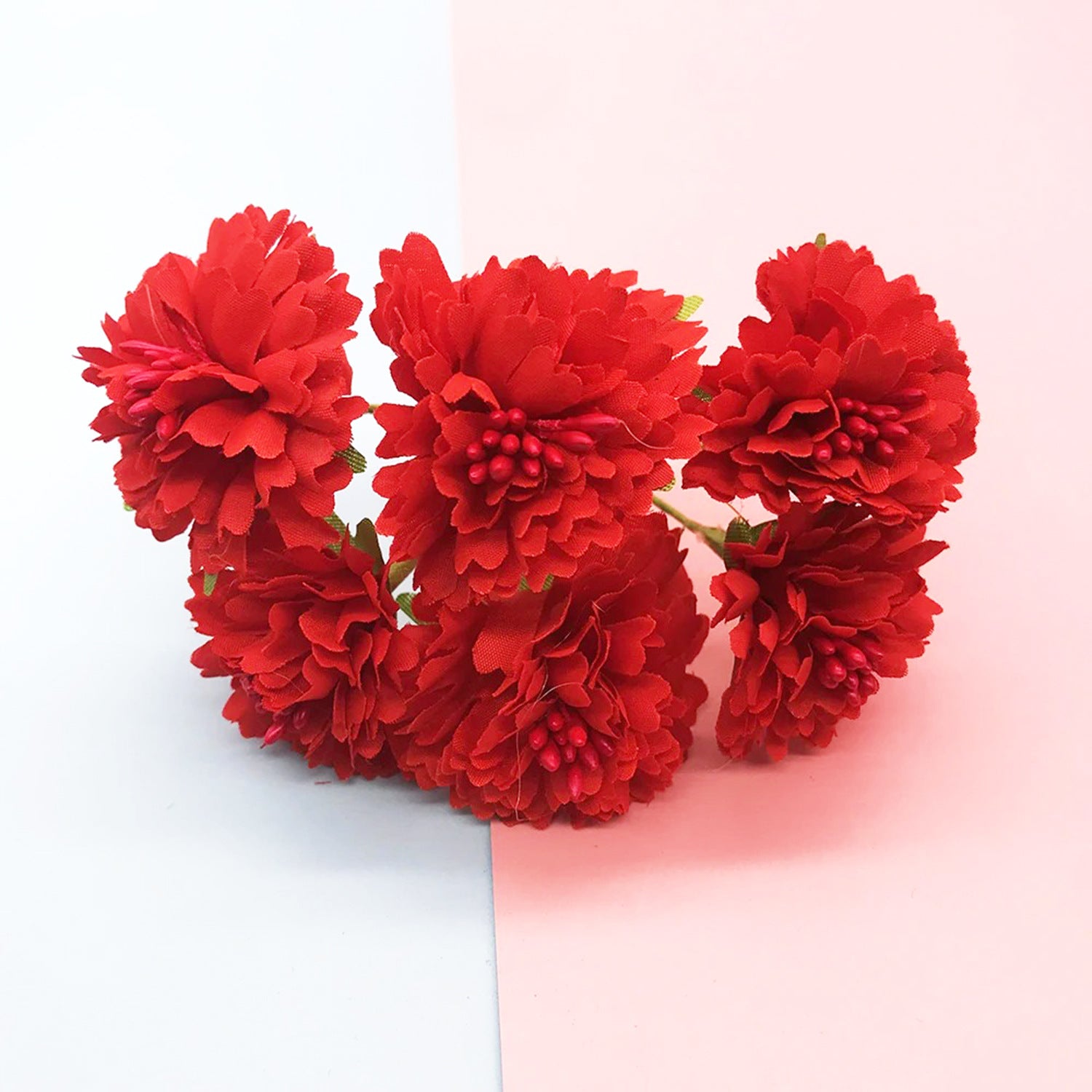 Kleine Kunstblumen Nelken & Pfingstrosen, 6 Stk. pro Bund, 10 cm, Täuschend Echte Seidenblumen für DIY, Hochzeit, Ansteckblumen & Deko