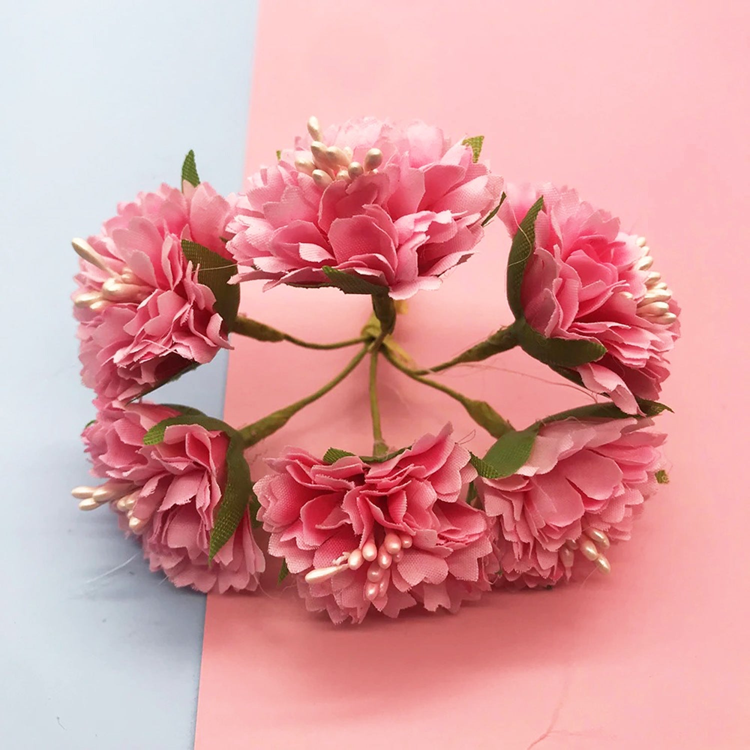 Kleine Kunstblumen Nelken & Pfingstrosen, 6 Stk. pro Bund, 10 cm, Täuschend Echte Seidenblumen für DIY, Hochzeit, Ansteckblumen & Deko