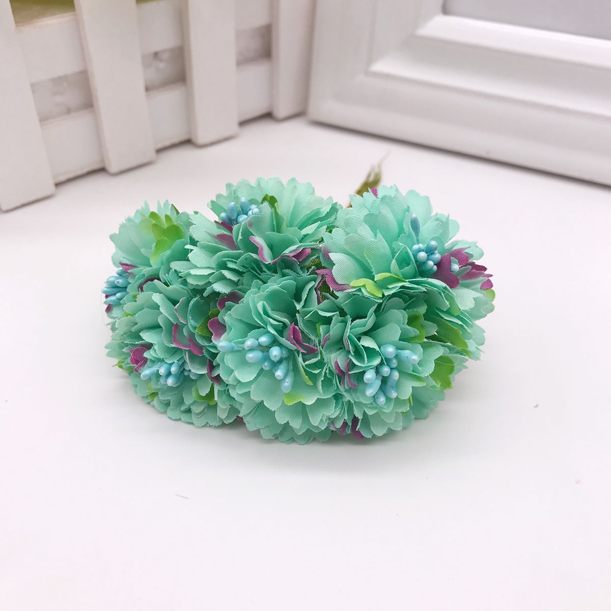 Kleine Kunstblumen Nelken & Pfingstrosen, 6 Stk. pro Bund, 10 cm, Täuschend Echte Seidenblumen für DIY, Hochzeit, Ansteckblumen & Deko