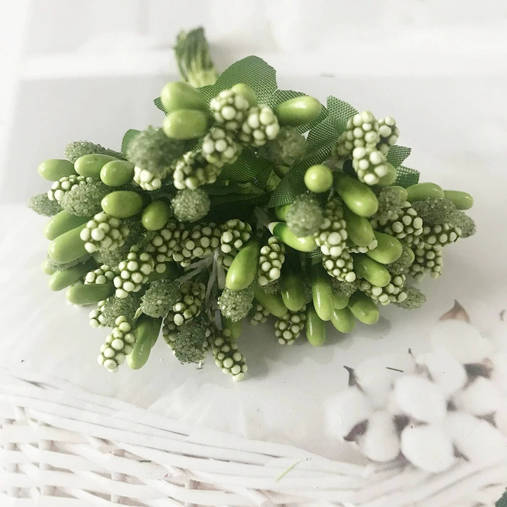 Künstliche Beeren-Picks, 12er-Bund, 9 cm Deko-Zweige mit Blättern, realistisch, für DIY-Kränze, Gestecke, Hochzeitsdeko & Bastelprojekte