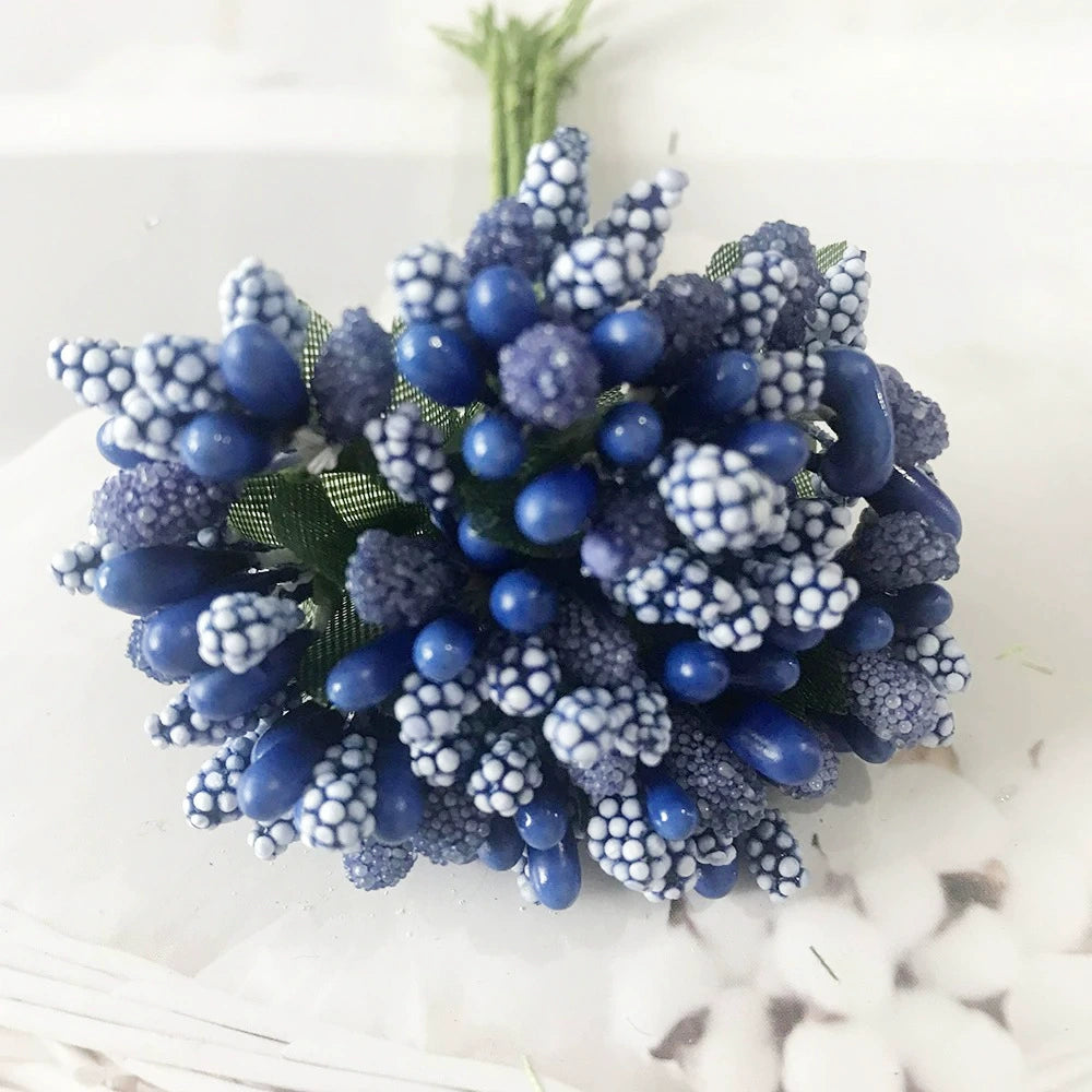 Künstliche Beeren-Picks, 12er-Bund, 9 cm Deko-Zweige mit Blättern, realistisch, für DIY-Kränze, Gestecke, Hochzeitsdeko & Bastelprojekte