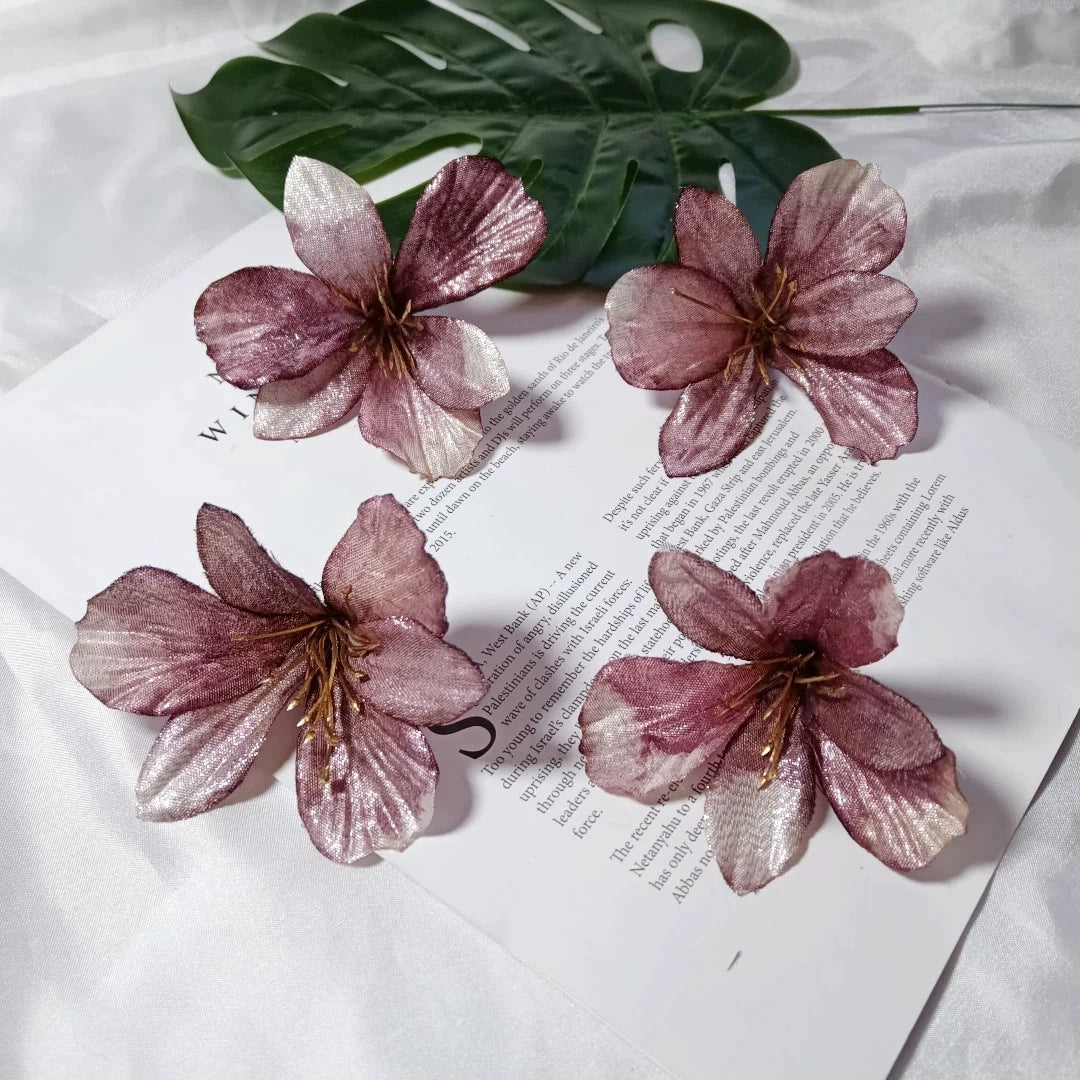 Lilienköpfe 8 cm, Hochwertige Kunstblumen zum Basteln, Naturgetreue Seidenblumen für DIY Hochzeit, Gestecke & Dekoration