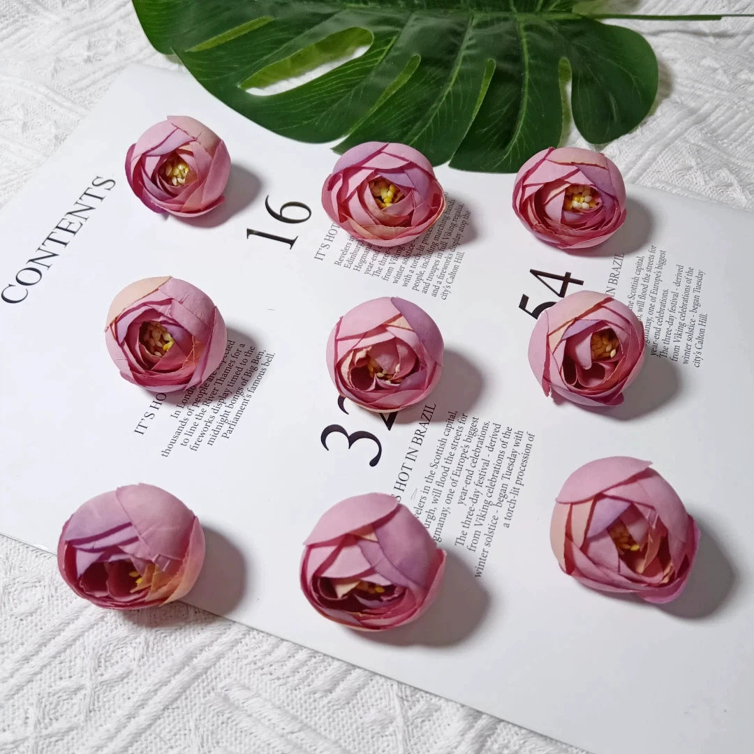 10er-Pack Künstliche Rosenknospen 3,5 cm, Vintage Teerosen aus Seidenstoff, Realistische Deko-Blüten für DIY-Projekte, Hochzeit & Floristik