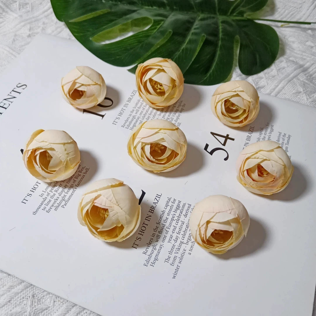 10er-Pack Künstliche Rosenknospen 3,5 cm, Vintage Teerosen aus Seidenstoff, Realistische Deko-Blüten für DIY-Projekte, Hochzeit & Floristik