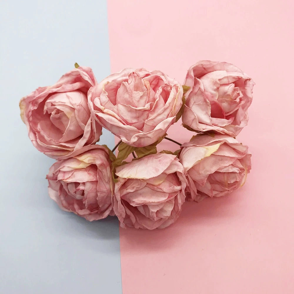 Künstlicher Rosenstrauß, 10 cm, realistisch, ideal für Hochzeiten, Geschenke, Dekoration, langlebig, pflegeleicht, 6 Blüten