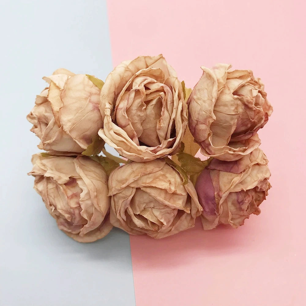 Künstlicher Rosenstrauß, 10 cm, realistisch, ideal für Hochzeiten, Geschenke, Dekoration, langlebig, pflegeleicht, 6 Blüten