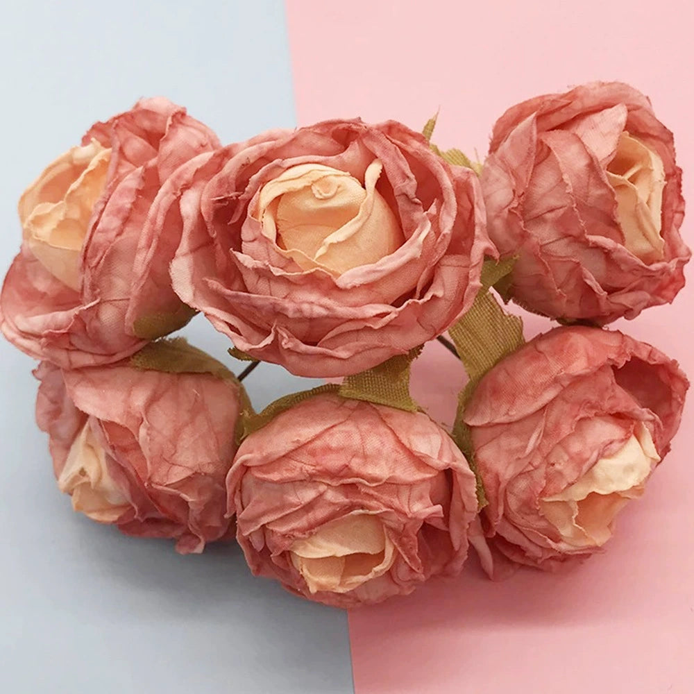 Künstlicher Rosenstrauß, 10 cm, realistisch, ideal für Hochzeiten, Geschenke, Dekoration, langlebig, pflegeleicht, 6 Blüten