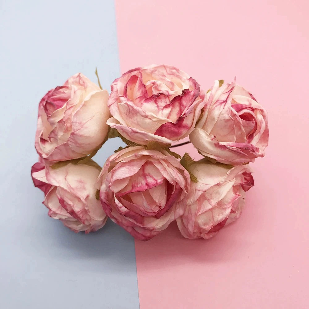 Künstlicher Rosenstrauß, 10 cm, realistisch, ideal für Hochzeiten, Geschenke, Dekoration, langlebig, pflegeleicht, 6 Blüten