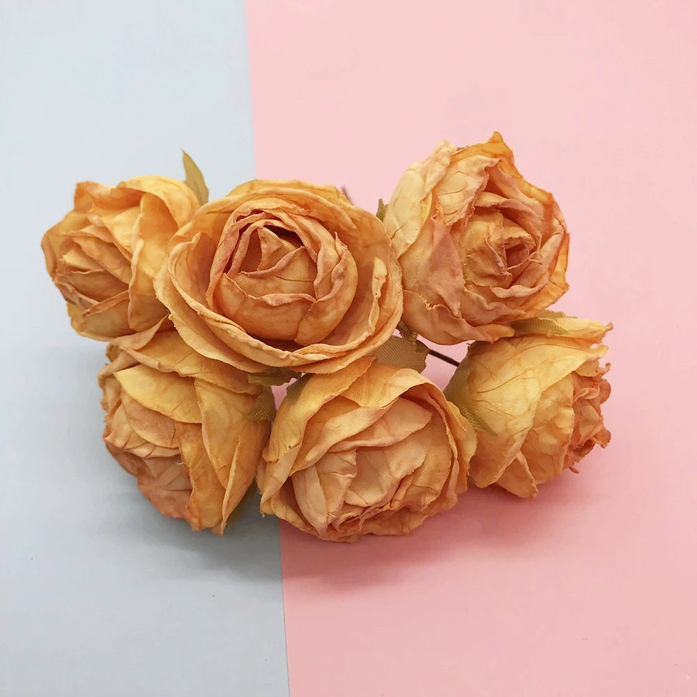 Künstlicher Rosenstrauß, 10 cm, realistisch, ideal für Hochzeiten, Geschenke, Dekoration, langlebig, pflegeleicht, 6 Blüten