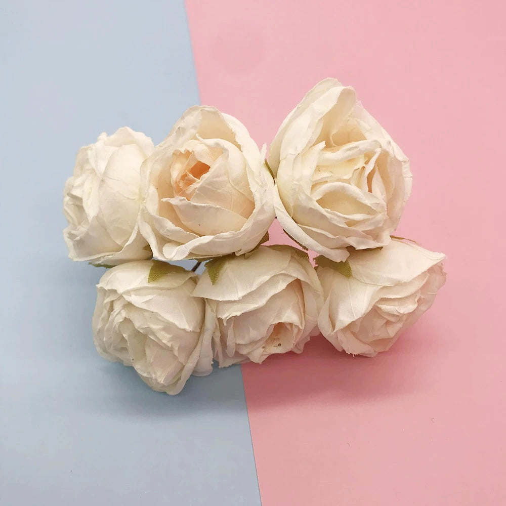 Künstlicher Rosenstrauß, 10 cm, realistisch, ideal für Hochzeiten, Geschenke, Dekoration, langlebig, pflegeleicht, 6 Blüten