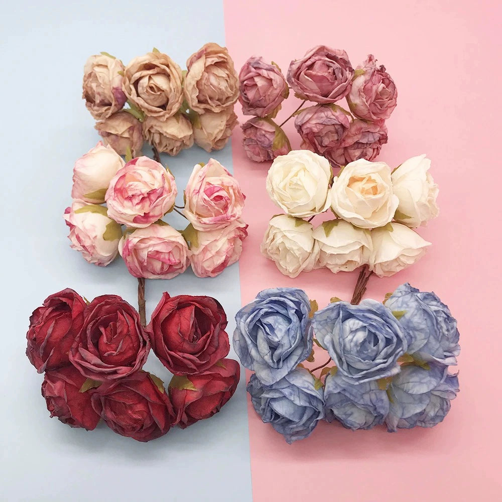Künstlicher Rosenstrauß, 10 cm, realistisch, ideal für Hochzeiten, Geschenke, Dekoration, langlebig, pflegeleicht, 6 Blüten