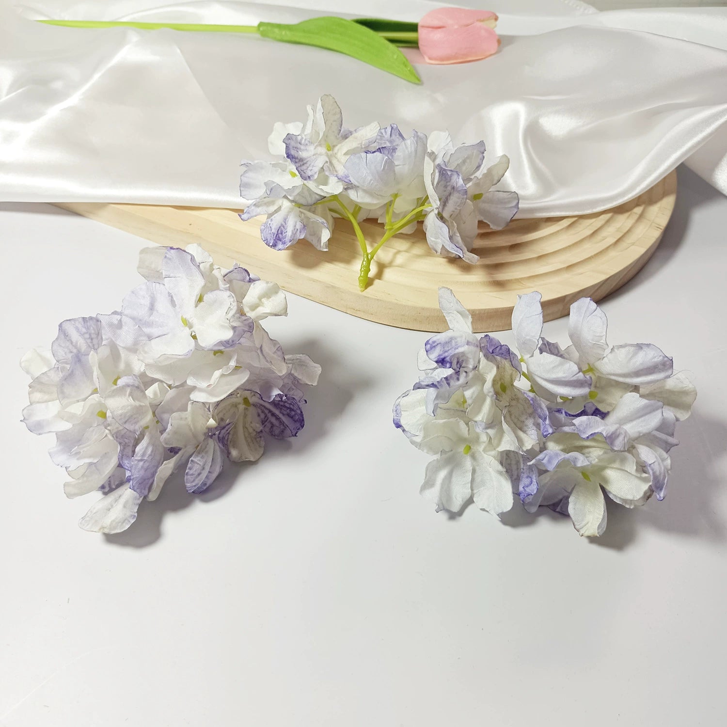 Künstliche Hortensienköpfe mit geflammtem Rand, 5 cm, Realistische Kunstblumen für DIY Gestecke, Hochzeit, Tischdeko, Basteln & Floristik