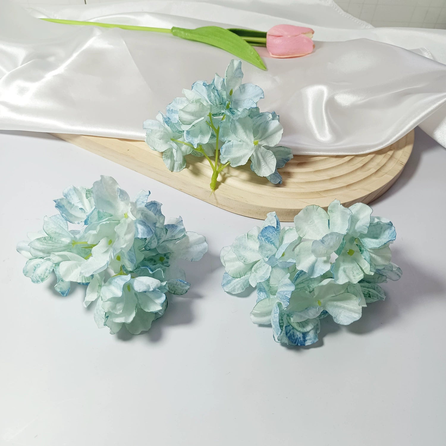Künstliche Hortensienköpfe mit geflammtem Rand, 5 cm, Realistische Kunstblumen für DIY Gestecke, Hochzeit, Tischdeko, Basteln & Floristik