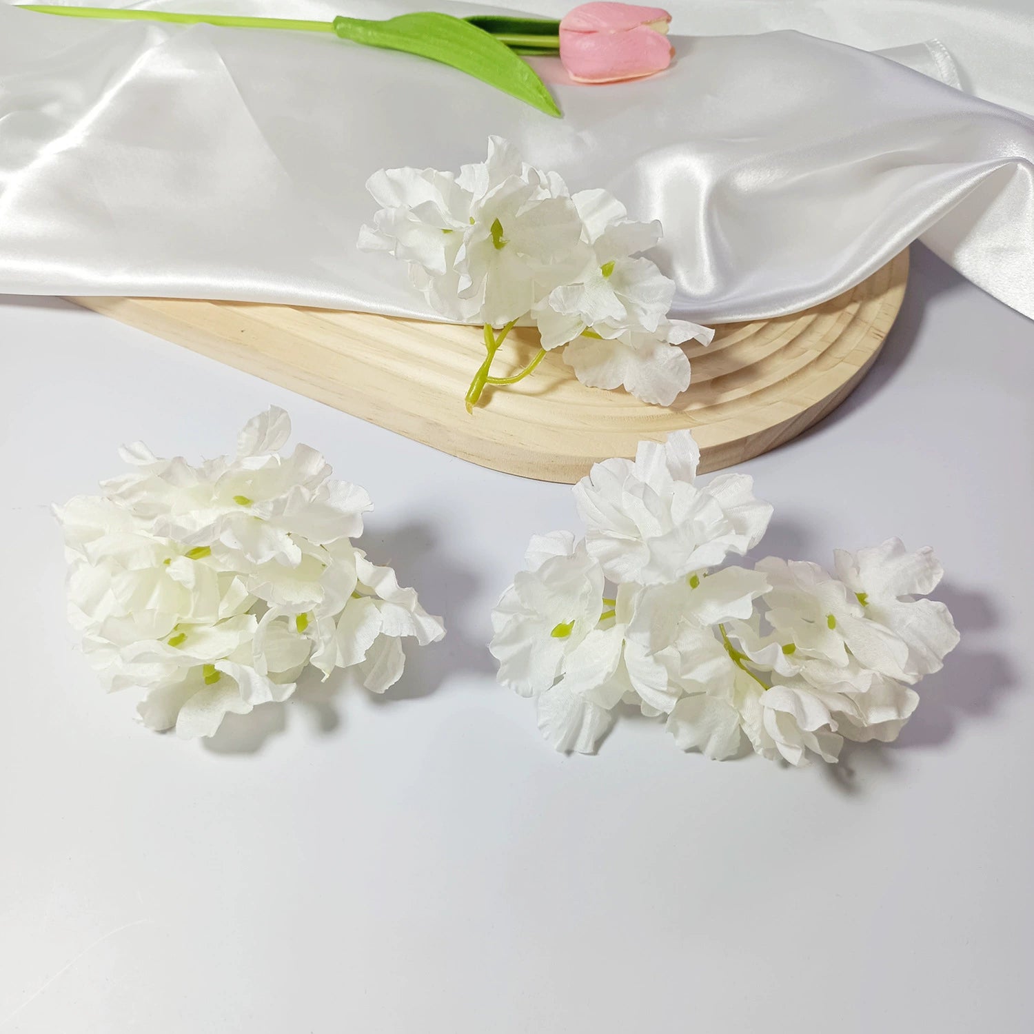 Künstliche Hortensienköpfe mit geflammtem Rand, 5 cm, Realistische Kunstblumen für DIY Gestecke, Hochzeit, Tischdeko, Basteln & Floristik
