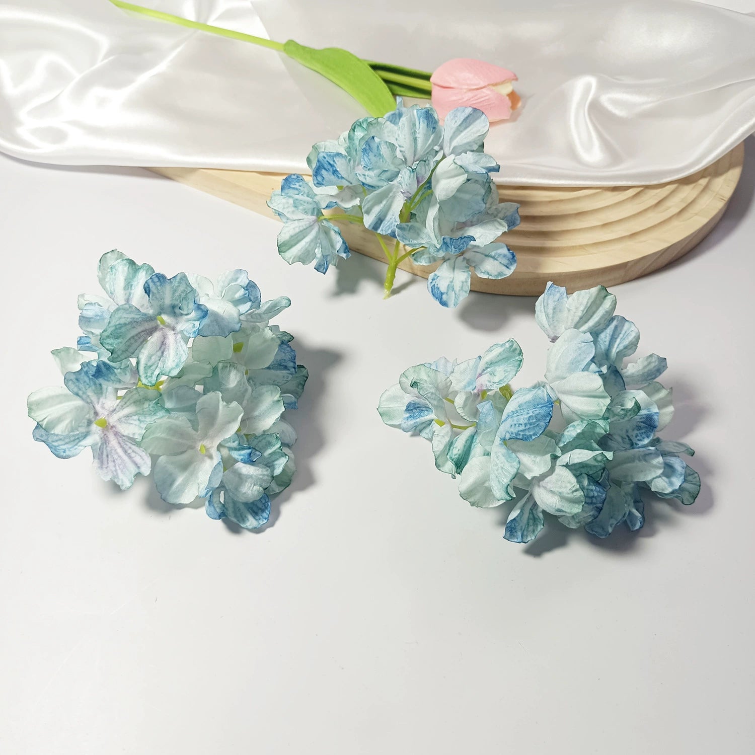 Künstliche Hortensienköpfe mit geflammtem Rand, 5 cm, Realistische Kunstblumen für DIY Gestecke, Hochzeit, Tischdeko, Basteln & Floristik
