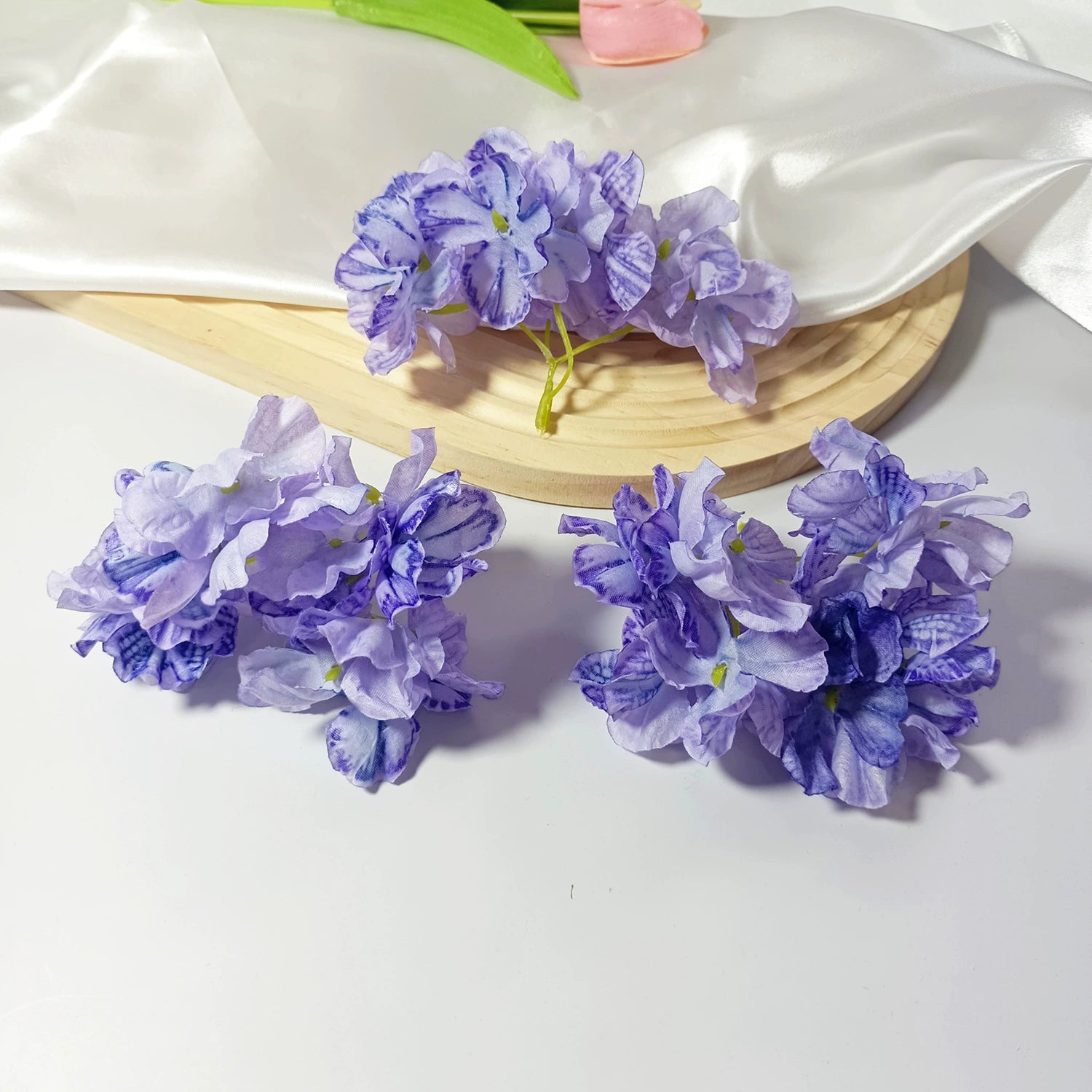 Künstliche Hortensienköpfe mit geflammtem Rand, 5 cm, Realistische Kunstblumen für DIY Gestecke, Hochzeit, Tischdeko, Basteln & Floristik