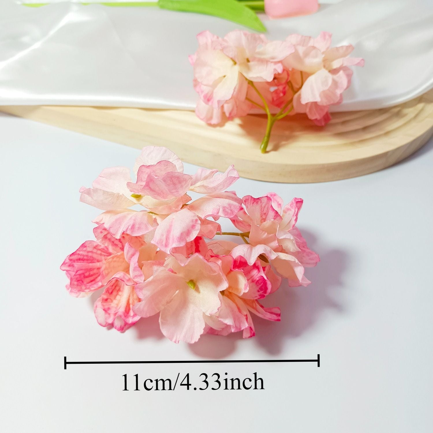 Künstliche Hortensienköpfe mit geflammtem Rand, 5 cm, Realistische Kunstblumen für DIY Gestecke, Hochzeit, Tischdeko, Basteln & Floristik