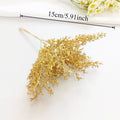 Künstlicher Kiefernzweig Gold 20cm, Deko-Pick mit Perlen, Täuschend Echter Tannenzweig für DIY Gestecke, Weihnachtsdeko & Anstecker