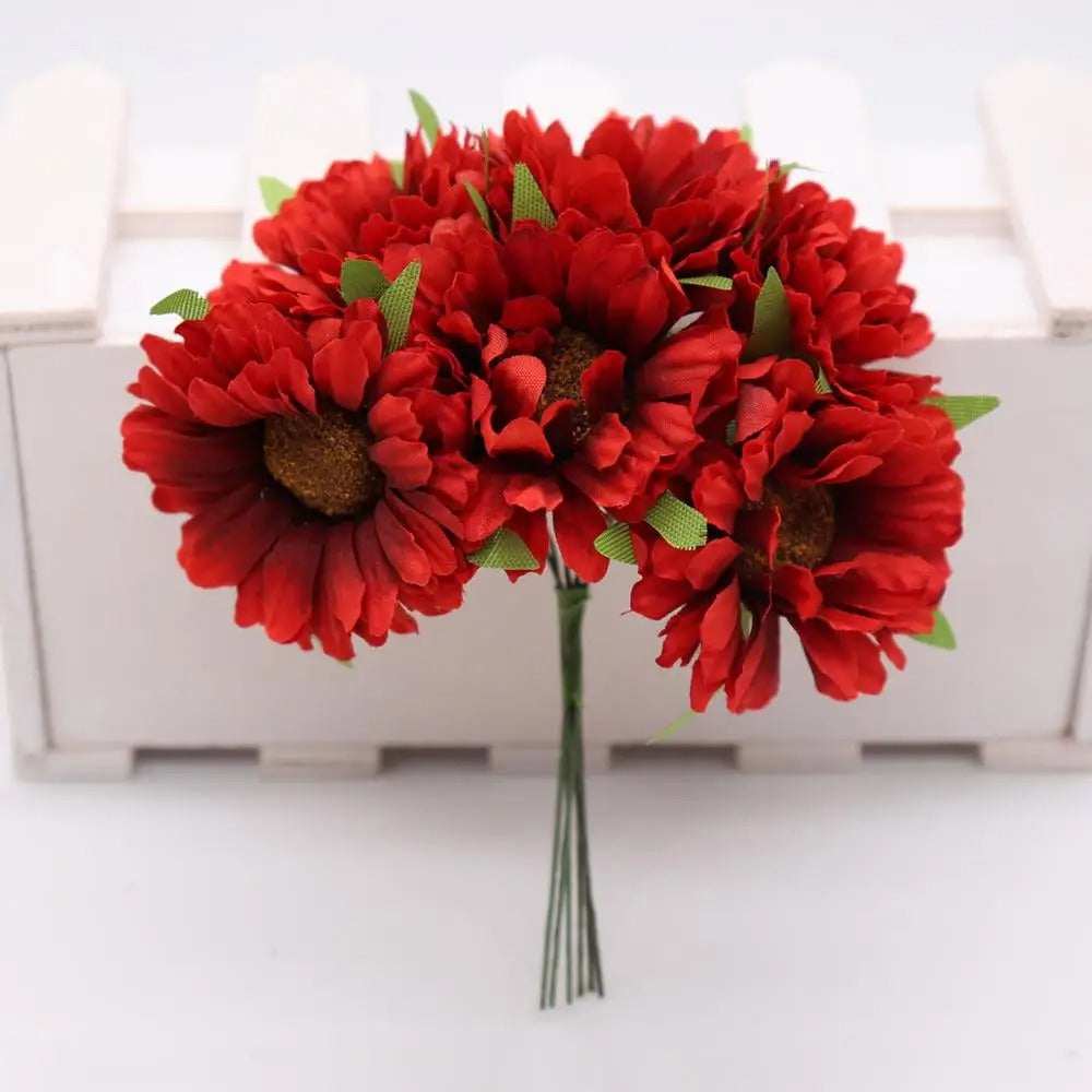 Künstliche Chrysanthemenköpfe, 11 cm Seidenblumen im Bund, Täuschend echte Kunstblumen für DIY, Hochzeit, Gestecke und Floristik-Bedarf
