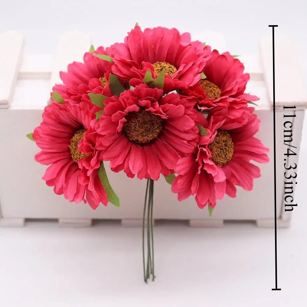 Künstliche Chrysanthemenköpfe, 11 cm Seidenblumen im Bund, Täuschend echte Kunstblumen für DIY, Hochzeit, Gestecke und Floristik-Bedarf