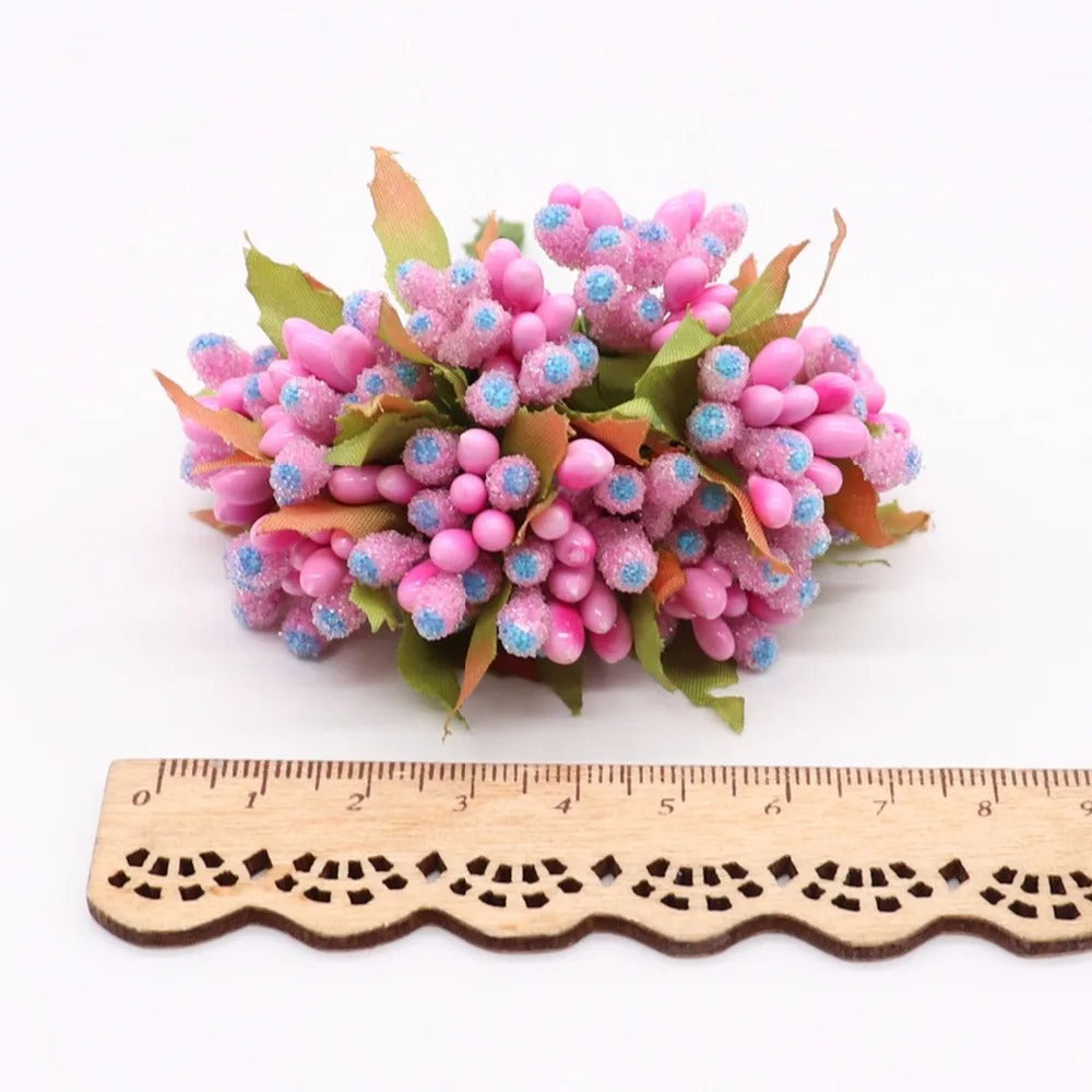 Künstliches Schleierkraut, 10er Bund (9 cm), Mattierte Glasperlen, Deko Zweige für DIY, Hochzeit, Gestecke, Tischdeko, Ansteckblume