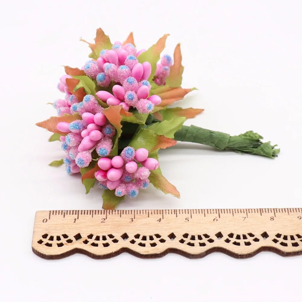 Künstliches Schleierkraut, 10er Bund (9 cm), Mattierte Glasperlen, Deko Zweige für DIY, Hochzeit, Gestecke, Tischdeko, Ansteckblume