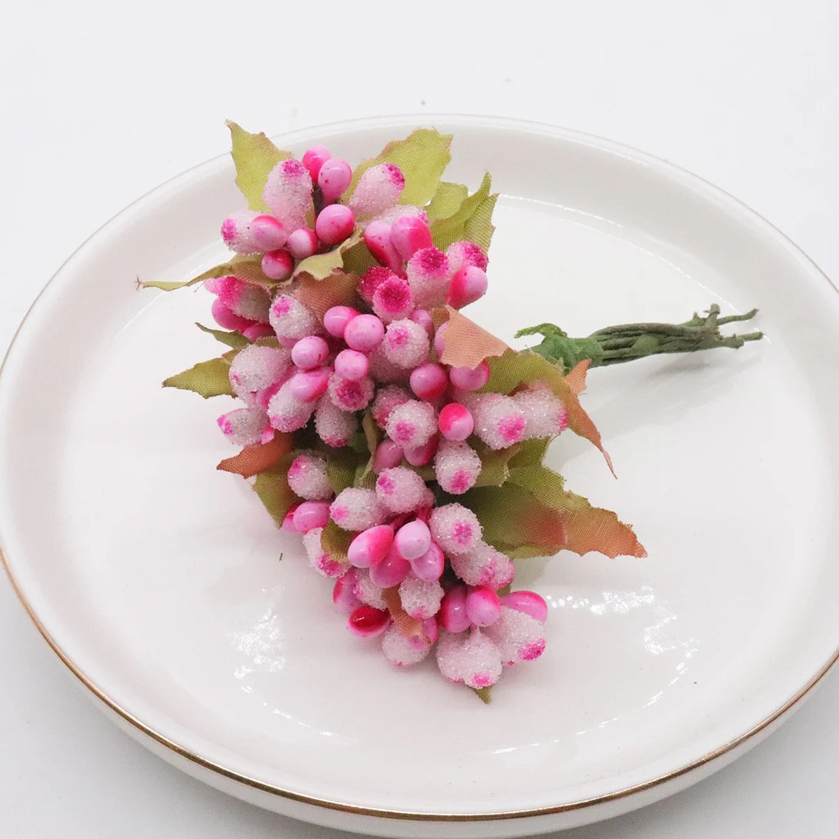 Künstliches Schleierkraut, 10er Bund (9 cm), Mattierte Glasperlen, Deko Zweige für DIY, Hochzeit, Gestecke, Tischdeko, Ansteckblume