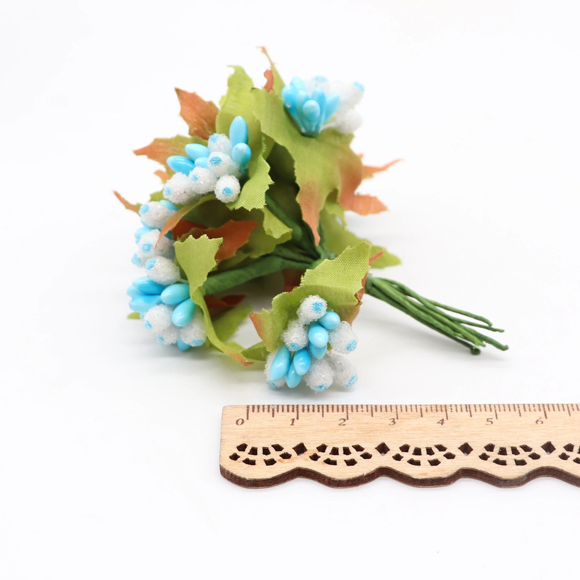 Künstliches Schleierkraut, 10er Bund (9 cm), Mattierte Glasperlen, Deko Zweige für DIY, Hochzeit, Gestecke, Tischdeko, Ansteckblume