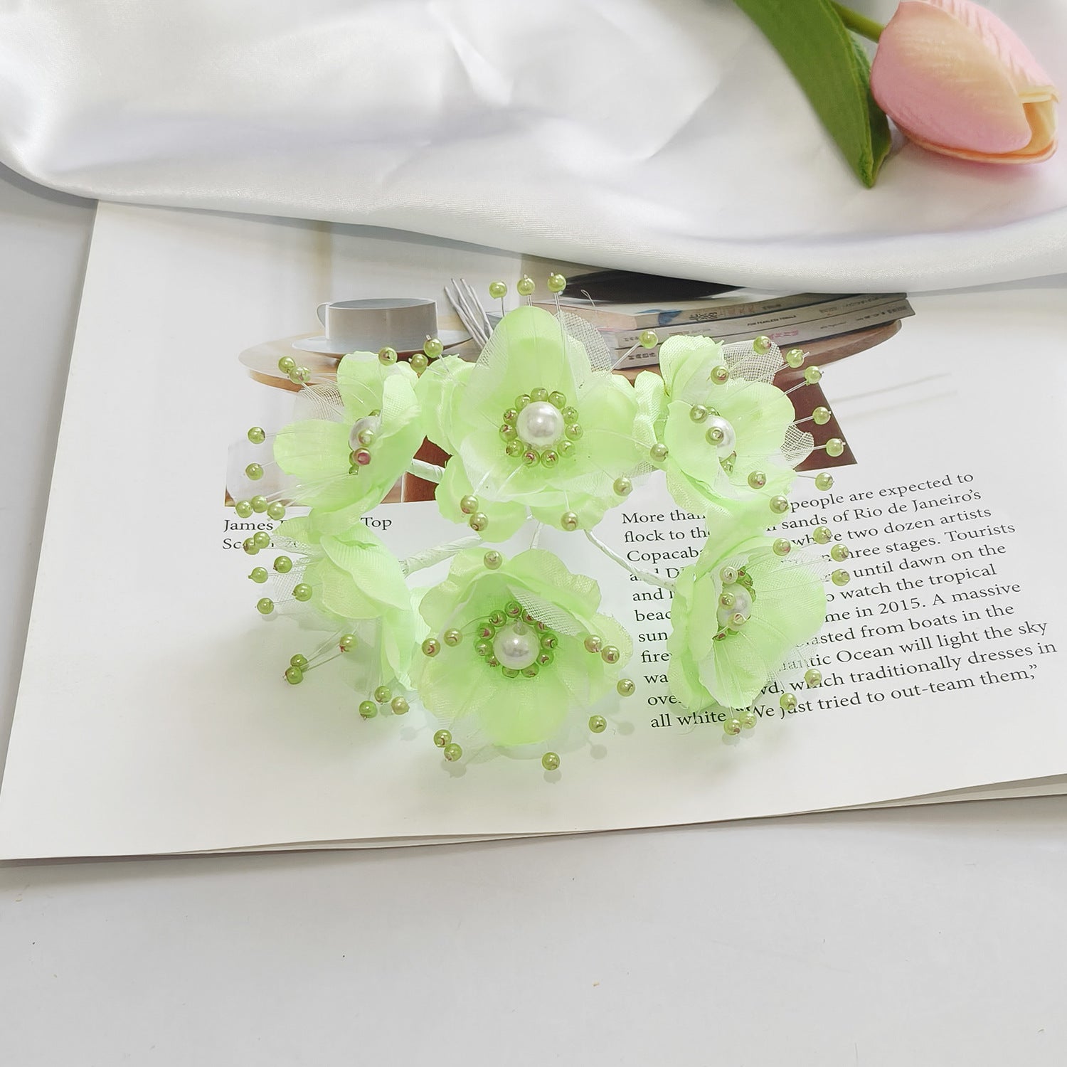 Faux-Blumenperlen-Haaraccessoire, 12 cm, handgefertigt, perfekt für Hochzeiten, DIY-Projekte, Braut- und Veranstaltungsdekoration