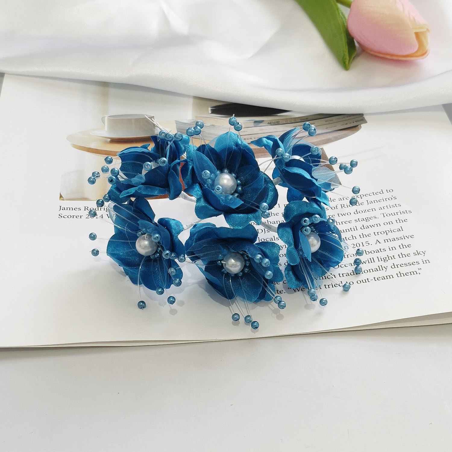 Faux-Blumenperlen-Haaraccessoire, 12 cm, handgefertigt, perfekt für Hochzeiten, DIY-Projekte, Braut- und Veranstaltungsdekoration