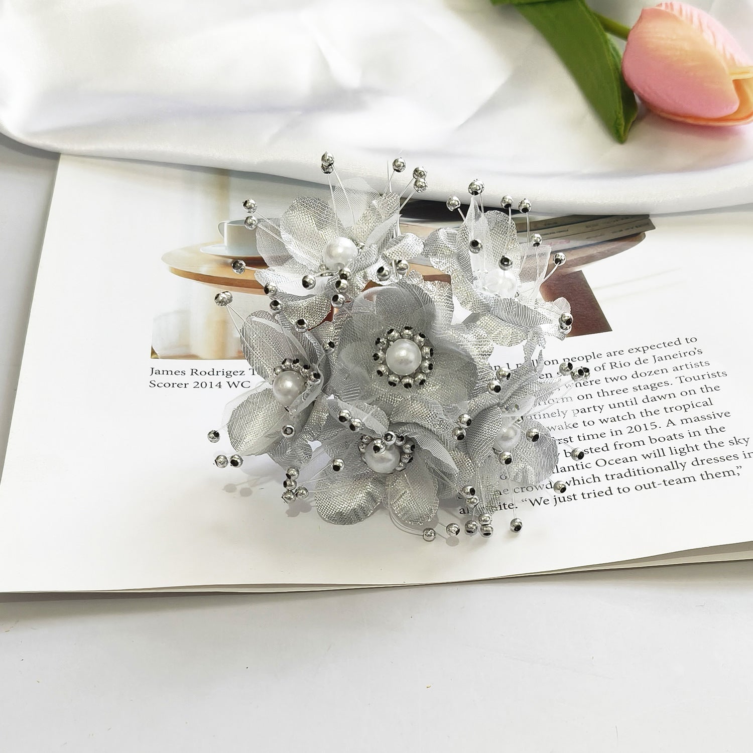 Faux-Blumenperlen-Haaraccessoire, 12 cm, handgefertigt, perfekt für Hochzeiten, DIY-Projekte, Braut- und Veranstaltungsdekoration