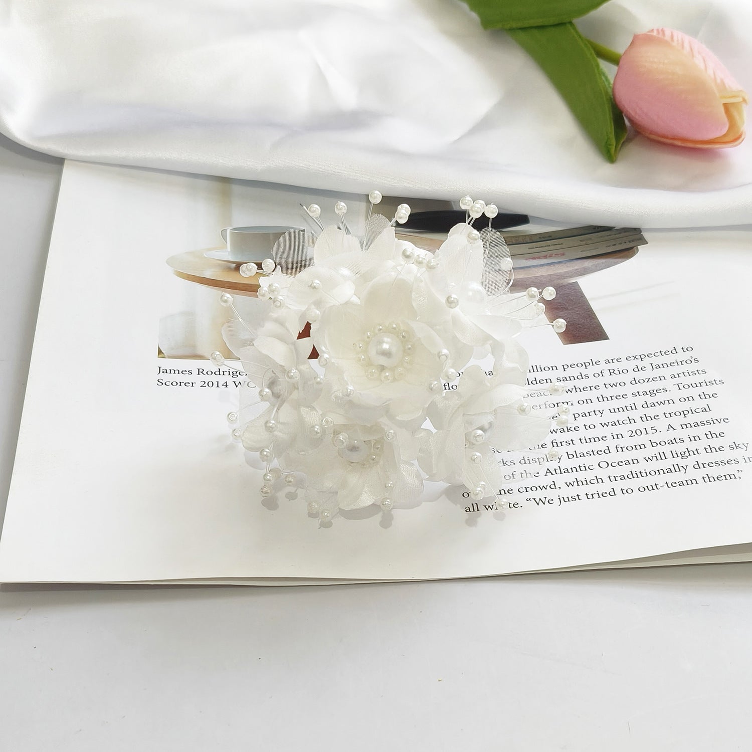 Faux-Blumenperlen-Haaraccessoire, 12 cm, handgefertigt, perfekt für Hochzeiten, DIY-Projekte, Braut- und Veranstaltungsdekoration