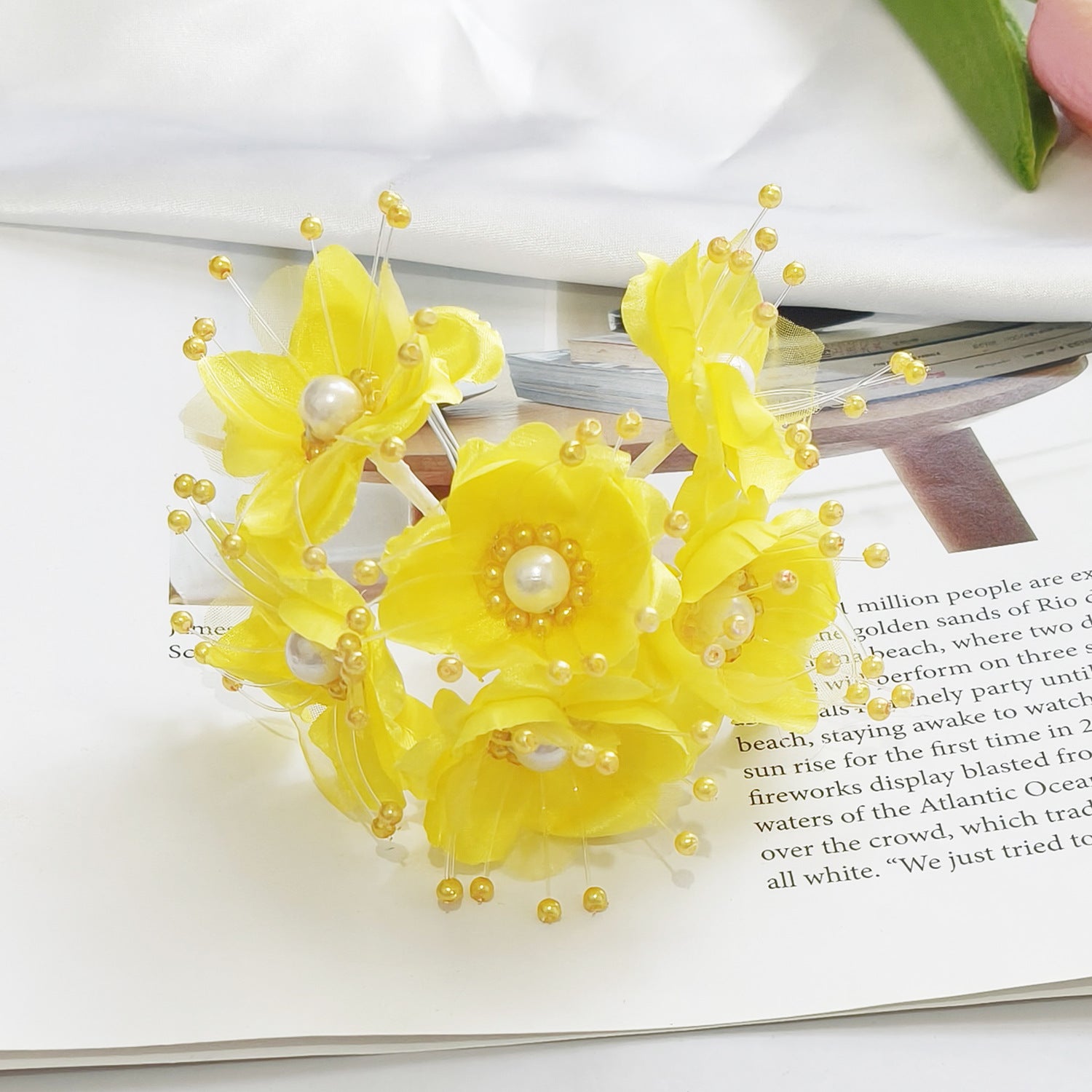 Faux-Blumenperlen-Haaraccessoire, 12 cm, handgefertigt, perfekt für Hochzeiten, DIY-Projekte, Braut- und Veranstaltungsdekoration