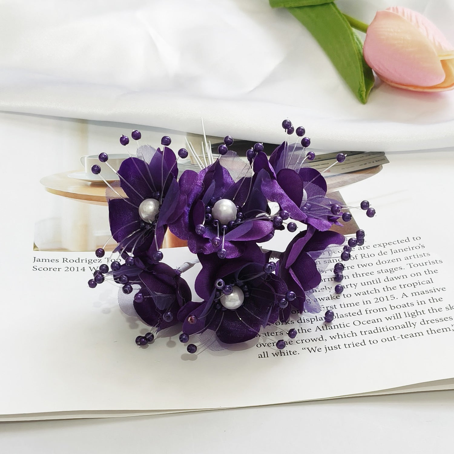 Faux-Blumenperlen-Haaraccessoire, 12 cm, handgefertigt, perfekt für Hochzeiten, DIY-Projekte, Braut- und Veranstaltungsdekoration