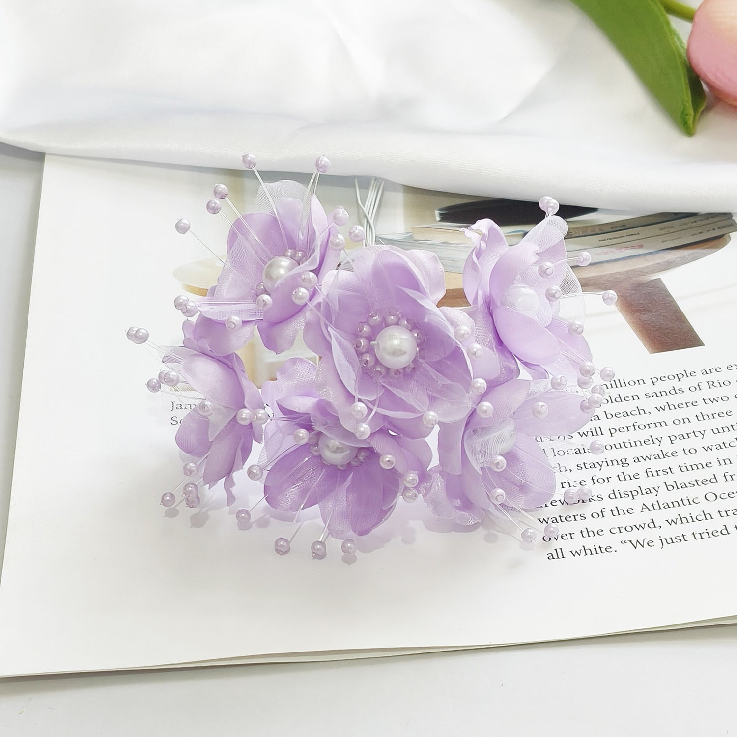 Faux-Blumenperlen-Haaraccessoire, 12 cm, handgefertigt, perfekt für Hochzeiten, DIY-Projekte, Braut- und Veranstaltungsdekoration