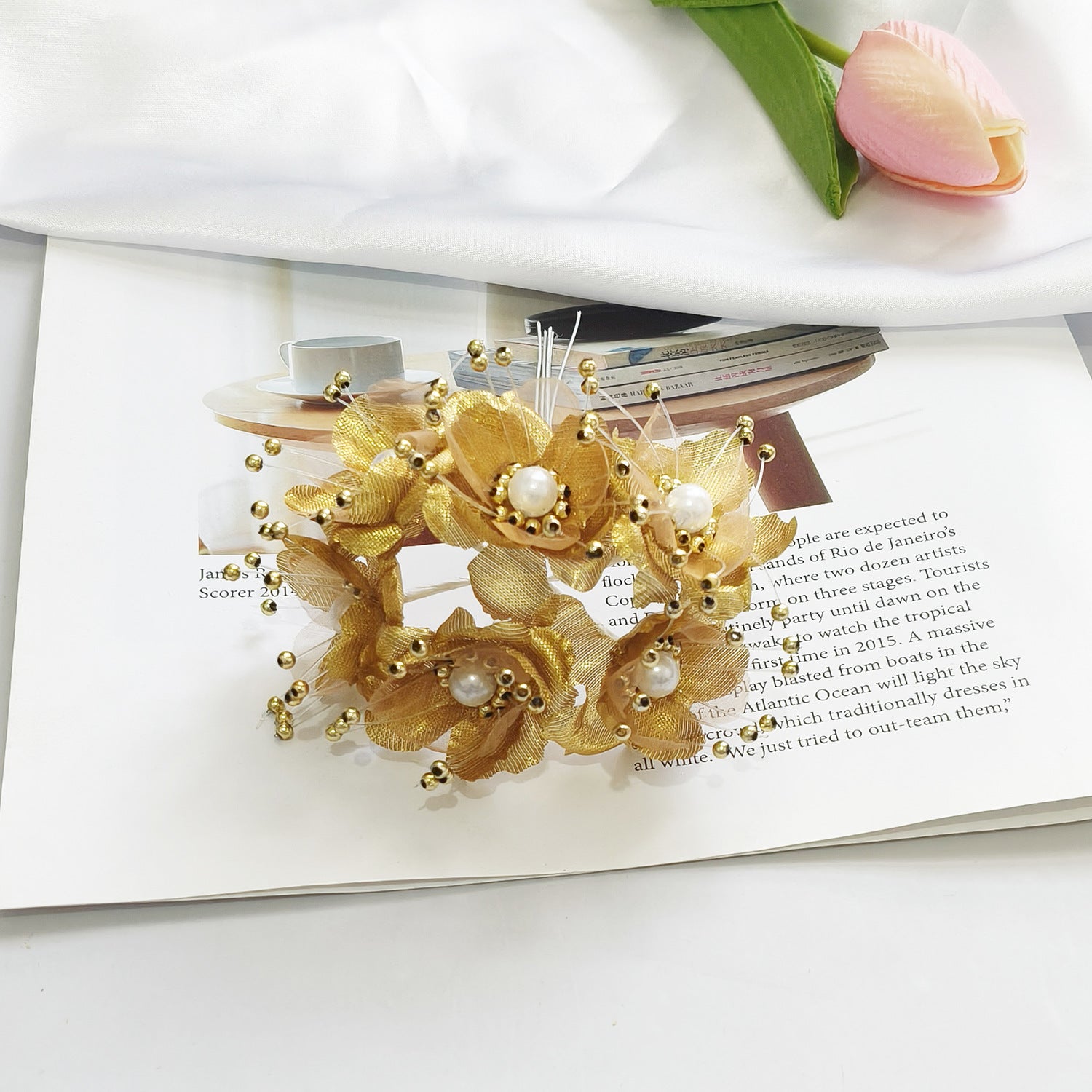 Faux-Blumenperlen-Haaraccessoire, 12 cm, handgefertigt, perfekt für Hochzeiten, DIY-Projekte, Braut- und Veranstaltungsdekoration