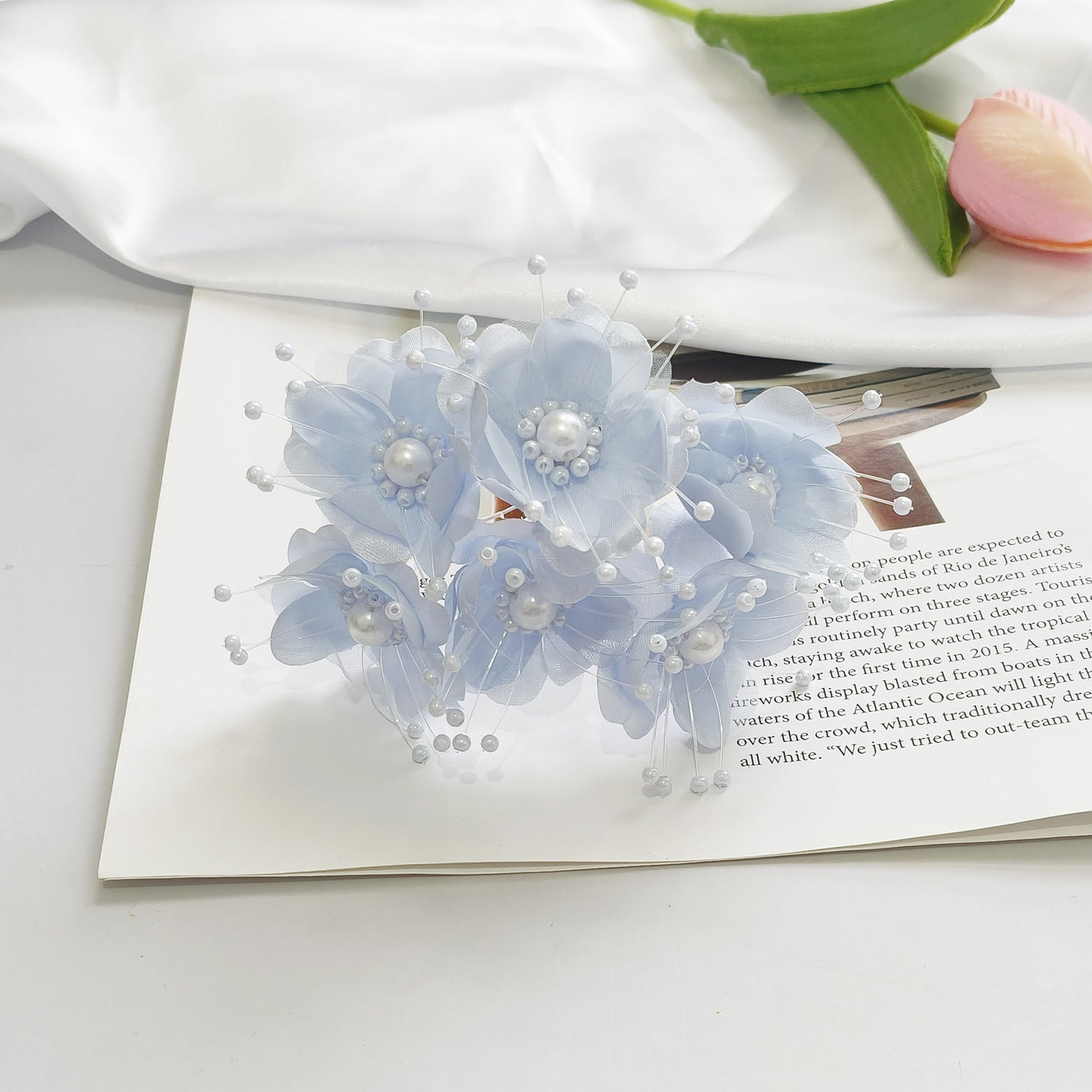 Faux-Blumenperlen-Haaraccessoire, 12 cm, handgefertigt, perfekt für Hochzeiten, DIY-Projekte, Braut- und Veranstaltungsdekoration