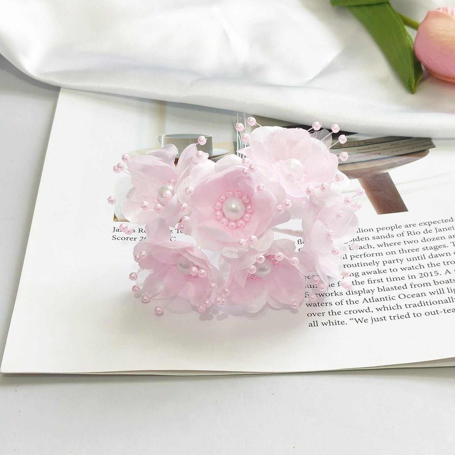Faux-Blumenperlen-Haaraccessoire, 12 cm, handgefertigt, perfekt für Hochzeiten, DIY-Projekte, Braut- und Veranstaltungsdekoration