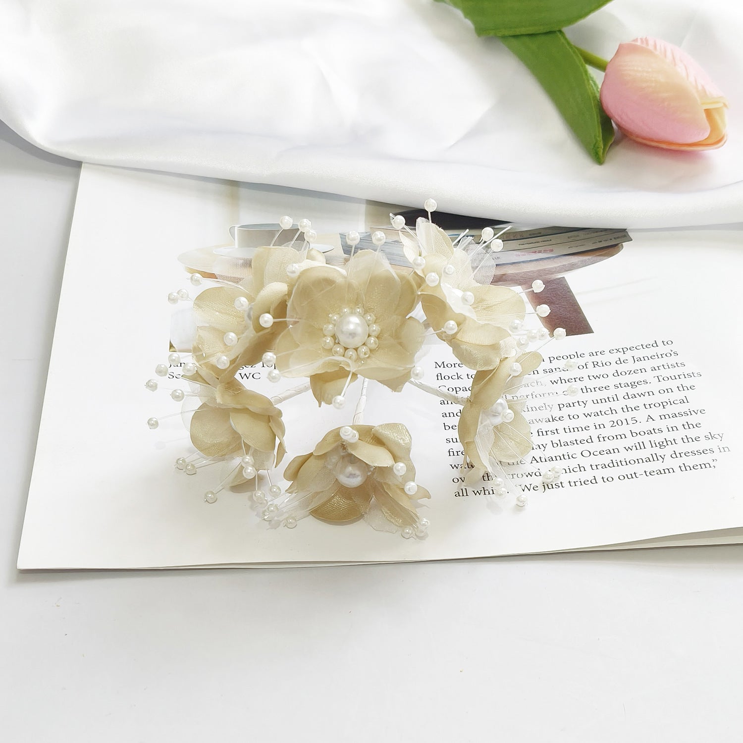 Faux-Blumenperlen-Haaraccessoire, 12 cm, handgefertigt, perfekt für Hochzeiten, DIY-Projekte, Braut- und Veranstaltungsdekoration