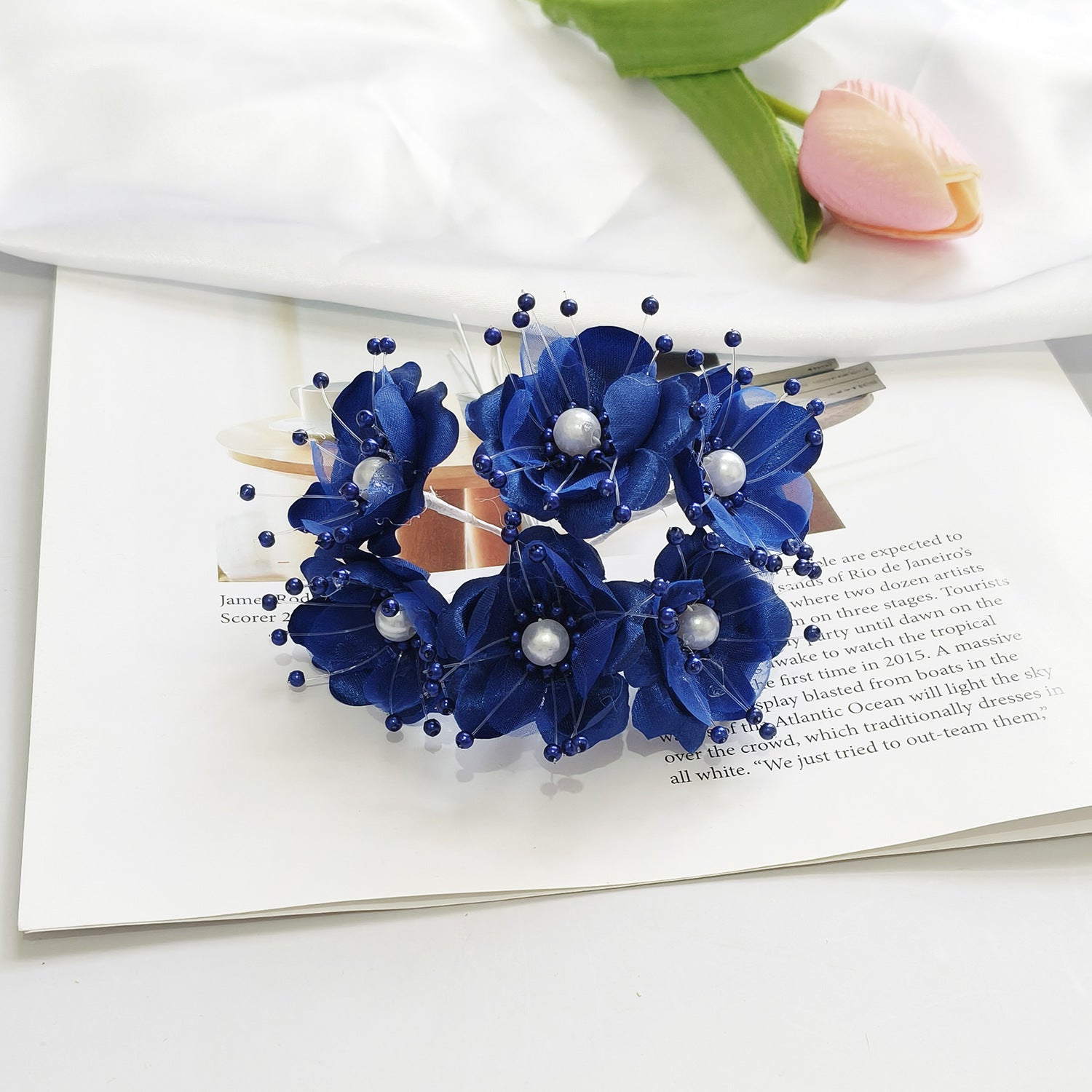 Faux-Blumenperlen-Haaraccessoire, 12 cm, handgefertigt, perfekt für Hochzeiten, DIY-Projekte, Braut- und Veranstaltungsdekoration