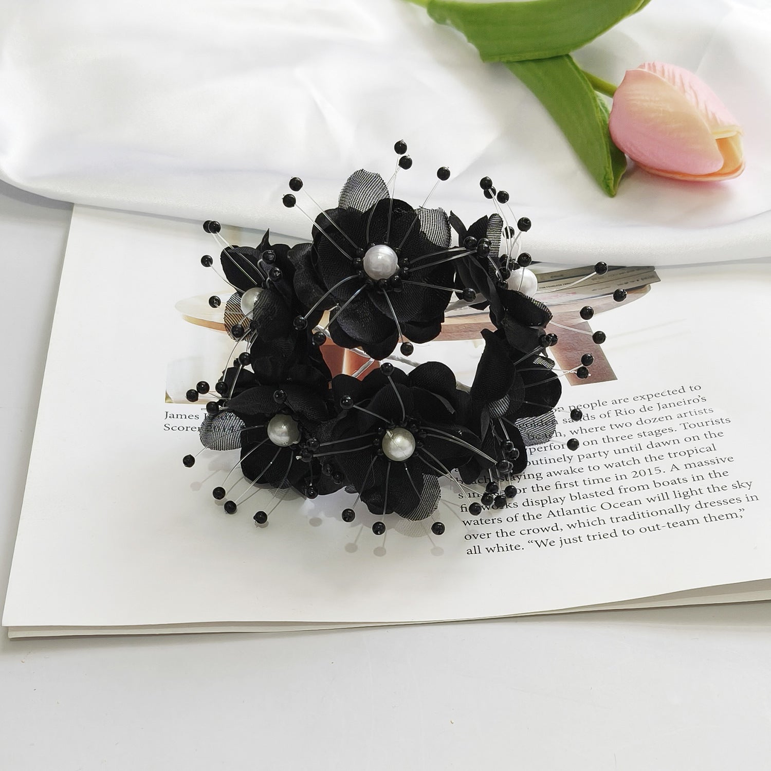 Faux-Blumenperlen-Haaraccessoire, 12 cm, handgefertigt, perfekt für Hochzeiten, DIY-Projekte, Braut- und Veranstaltungsdekoration