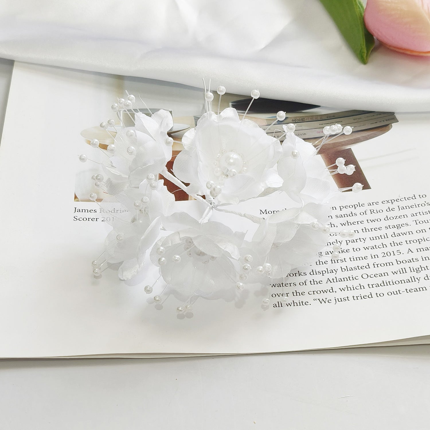 Faux-Blumenperlen-Haaraccessoire, 12 cm, handgefertigt, perfekt für Hochzeiten, DIY-Projekte, Braut- und Veranstaltungsdekoration