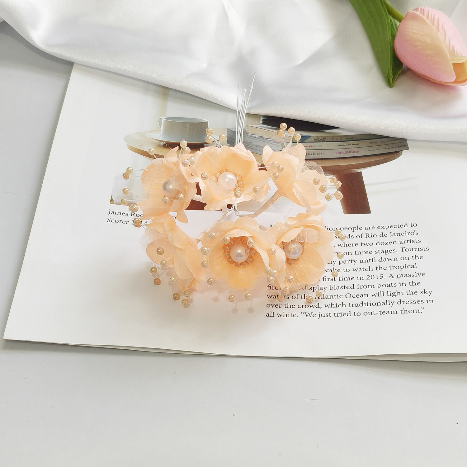 Faux-Blumenperlen-Haaraccessoire, 12 cm, handgefertigt, perfekt für Hochzeiten, DIY-Projekte, Braut- und Veranstaltungsdekoration