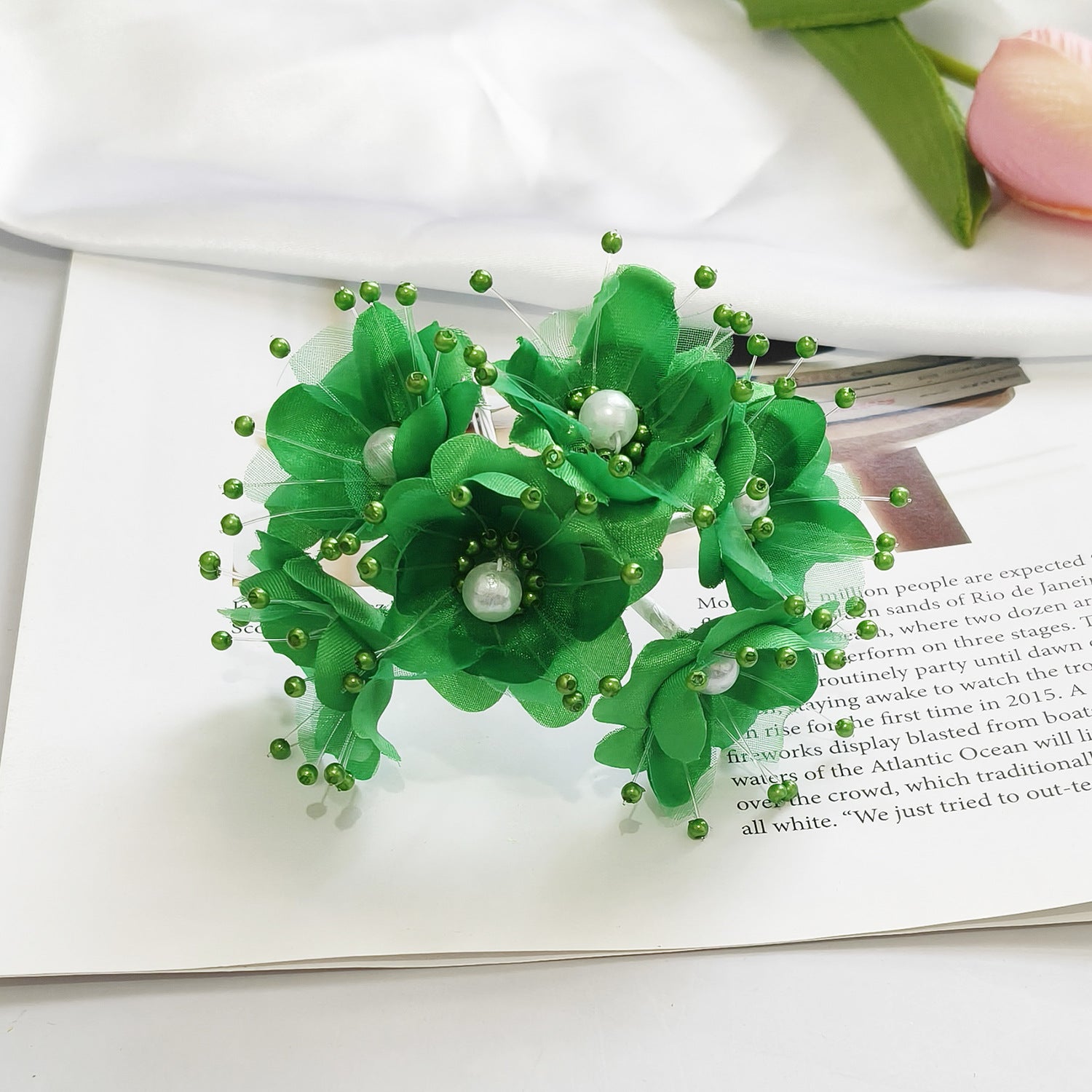 Faux-Blumenperlen-Haaraccessoire, 12 cm, handgefertigt, perfekt für Hochzeiten, DIY-Projekte, Braut- und Veranstaltungsdekoration