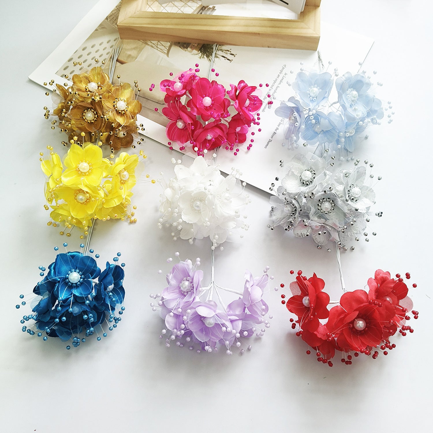 Faux-Blumenperlen-Haaraccessoire, 12 cm, handgefertigt, perfekt für Hochzeiten, DIY-Projekte, Braut- und Veranstaltungsdekoration