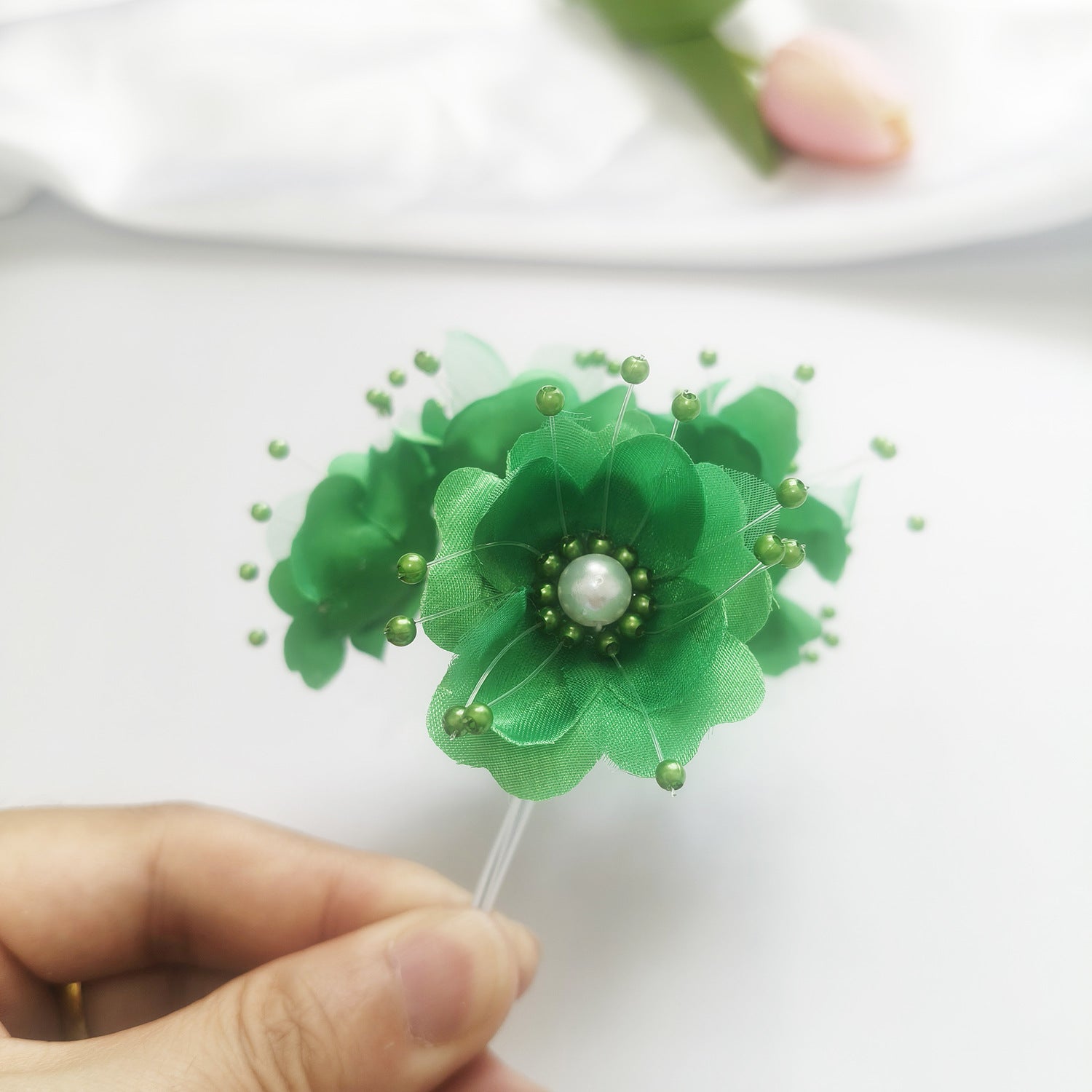 Faux-Blumenperlen-Haaraccessoire, 12 cm, handgefertigt, perfekt für Hochzeiten, DIY-Projekte, Braut- und Veranstaltungsdekoration