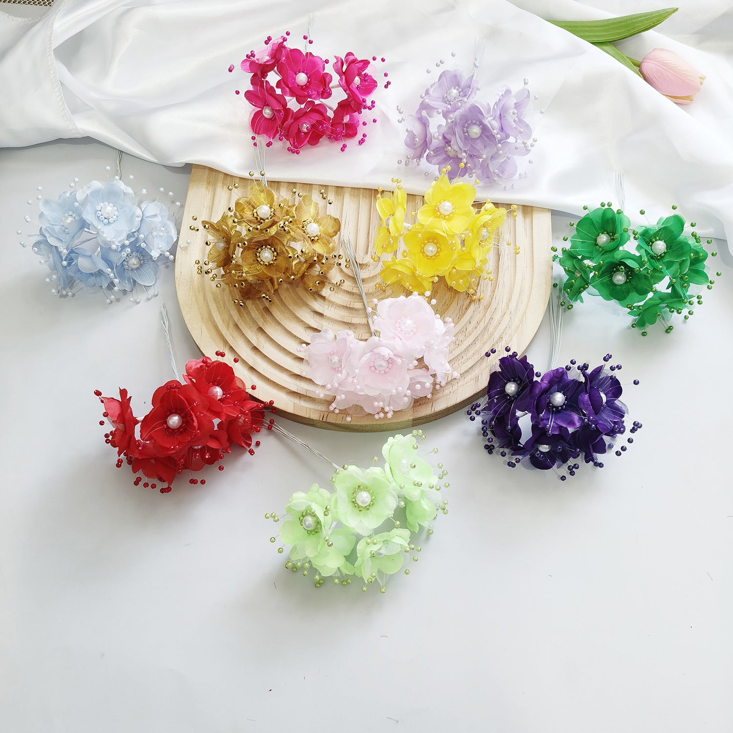 Faux-Blumenperlen-Haaraccessoire, 12 cm, handgefertigt, perfekt für Hochzeiten, DIY-Projekte, Braut- und Veranstaltungsdekoration