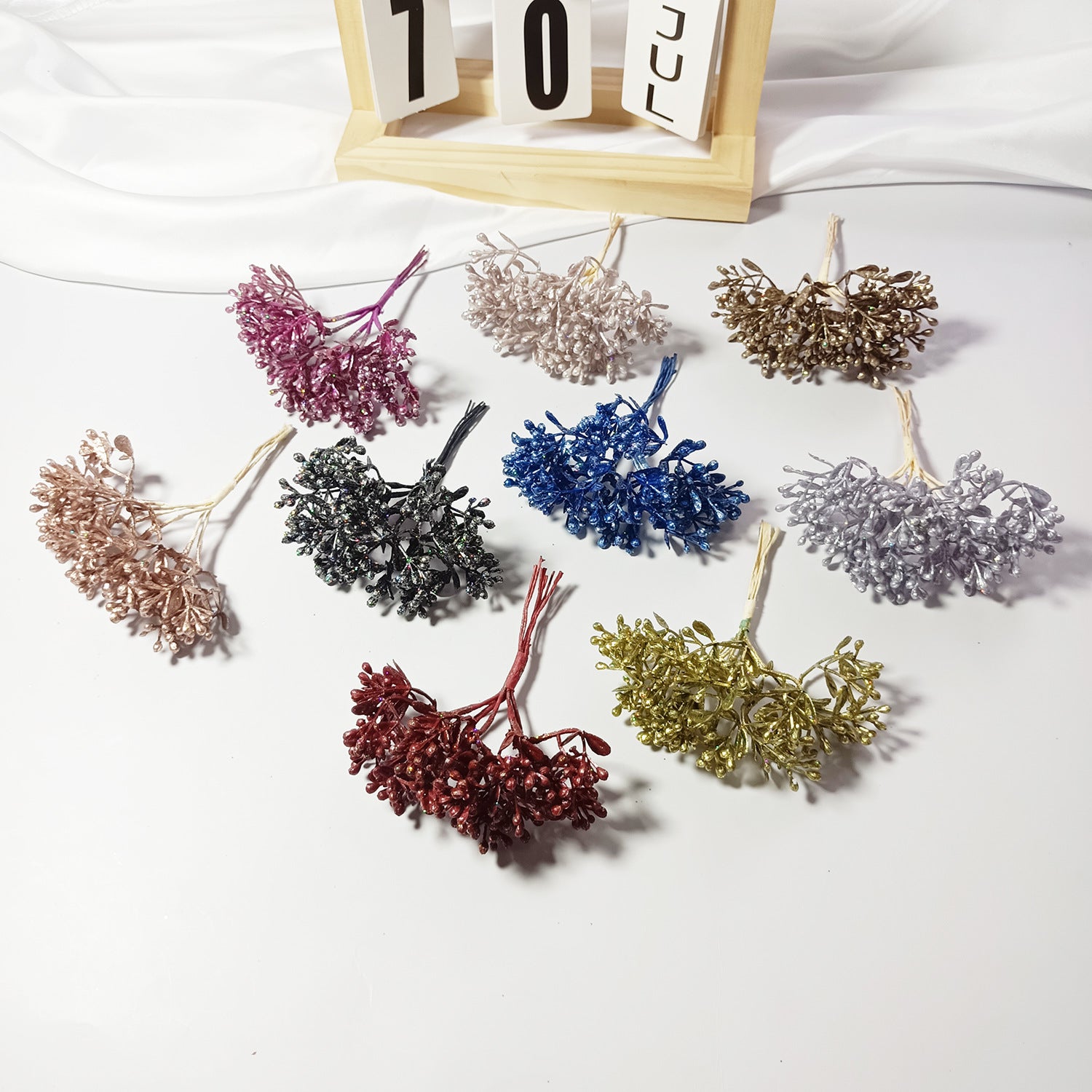 Künstlicher Beerenstrauß 10 cm, Täuschend Echte Mini-Beeren-Zweige für DIY Bastelprojekte, Hochzeit, Gestecke & Haarschmuck