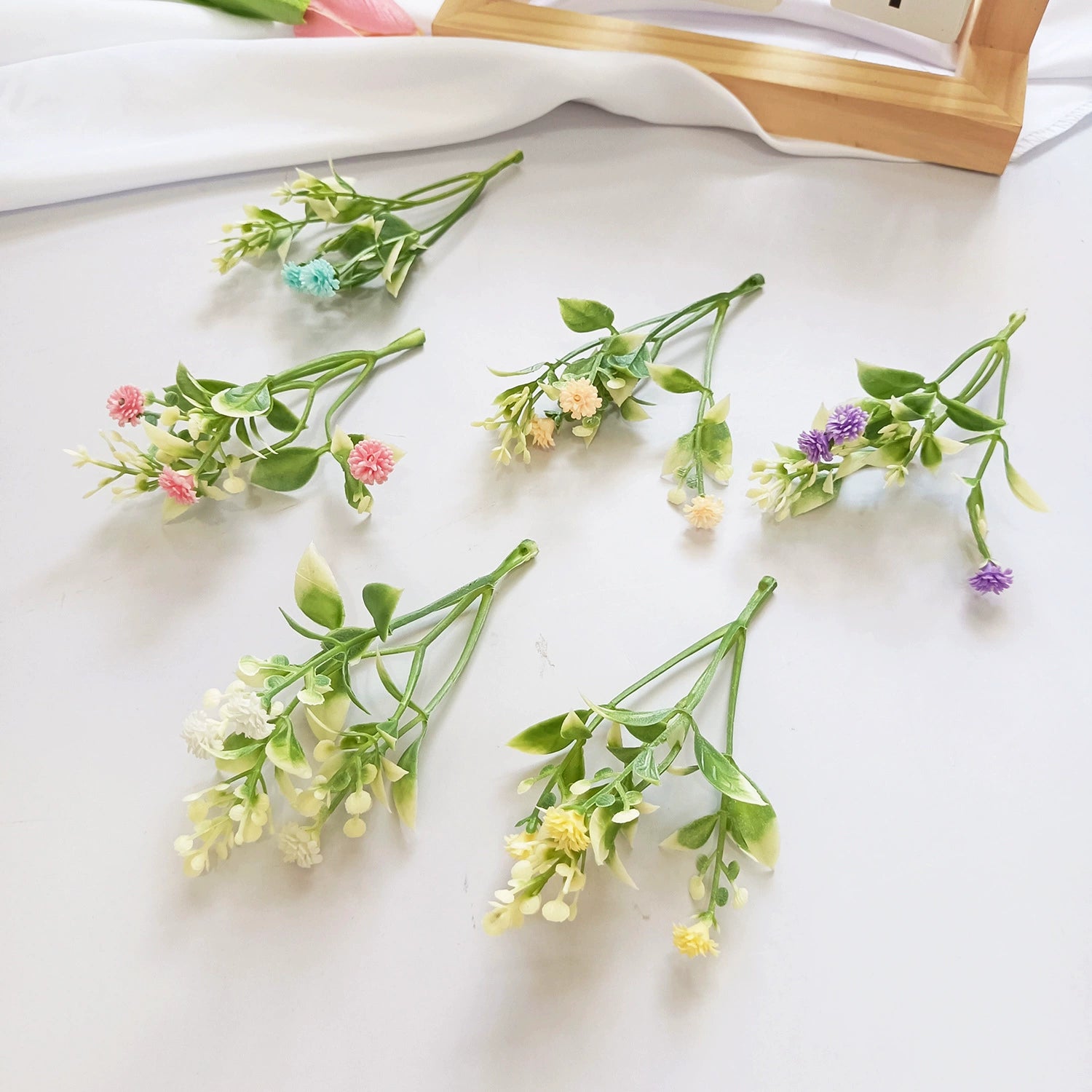 Künstliche Schleierkraut Blumenköpfe, 11,5 cm, Täuschend echte Mini-Blumen für DIY, Basteln, Hochzeit, Gestecke, Kränze & Floristikbedarf