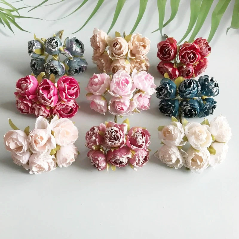 Einzelner Rosenkopf 7 cm aus Seidenstoff, Täuschend echte Kunstrose für DIY-Bastelprojekte, Hochzeitsfloristik, Gestecke und Dekoration